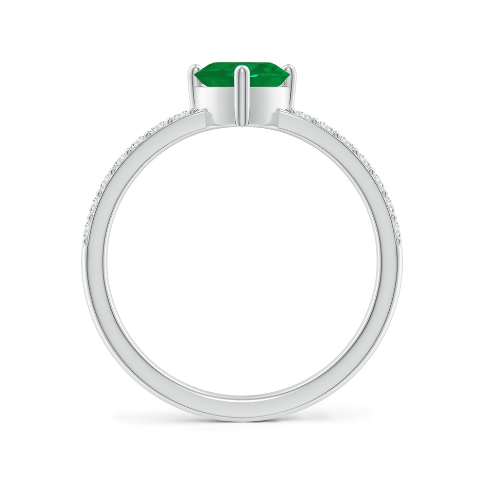 6mm AA 3-Prong-Set Heart Emerald Ring With Diamond Accents in P950 Platinum side-1