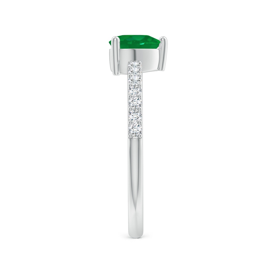 6mm AA 3-Prong-Set Heart Emerald Ring With Diamond Accents in P950 Platinum side-2