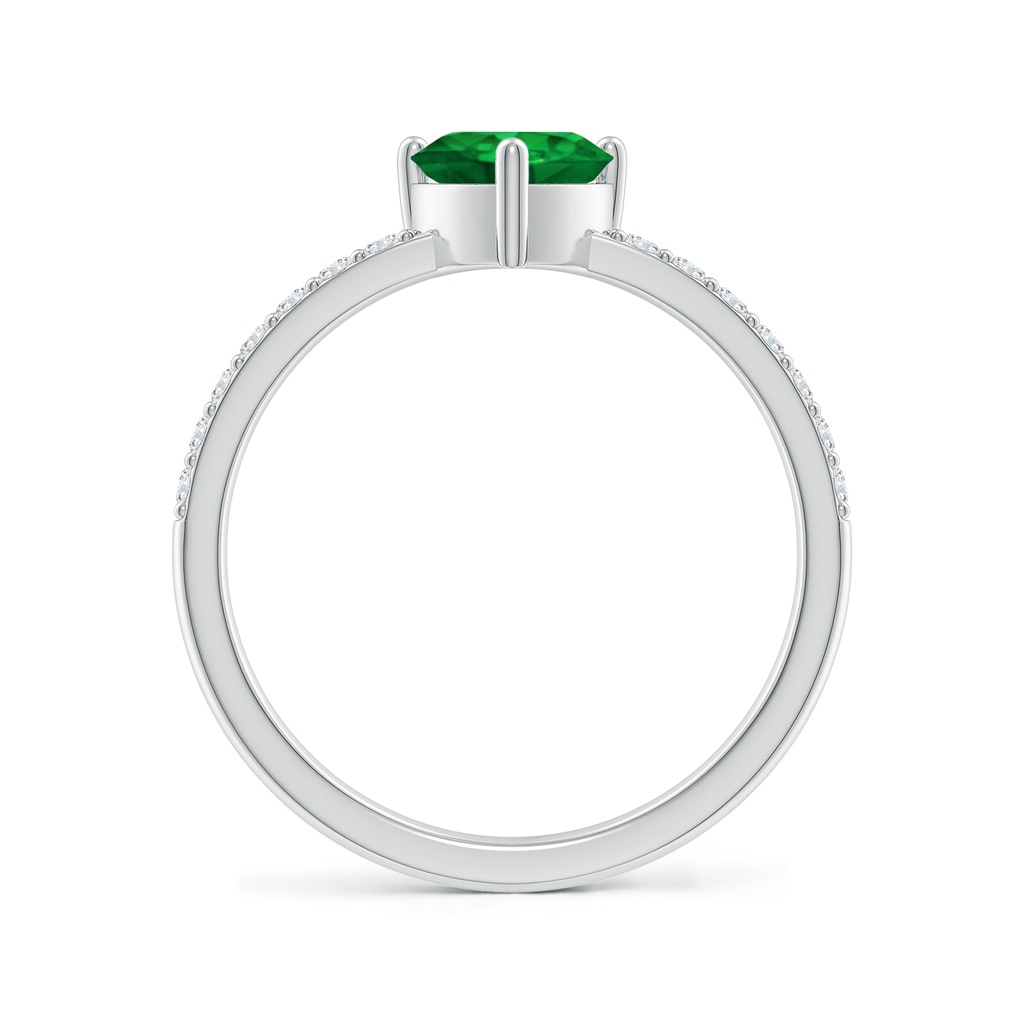 6mm AAA 3-Prong-Set Heart Emerald Ring With Diamond Accents in White Gold - side_1