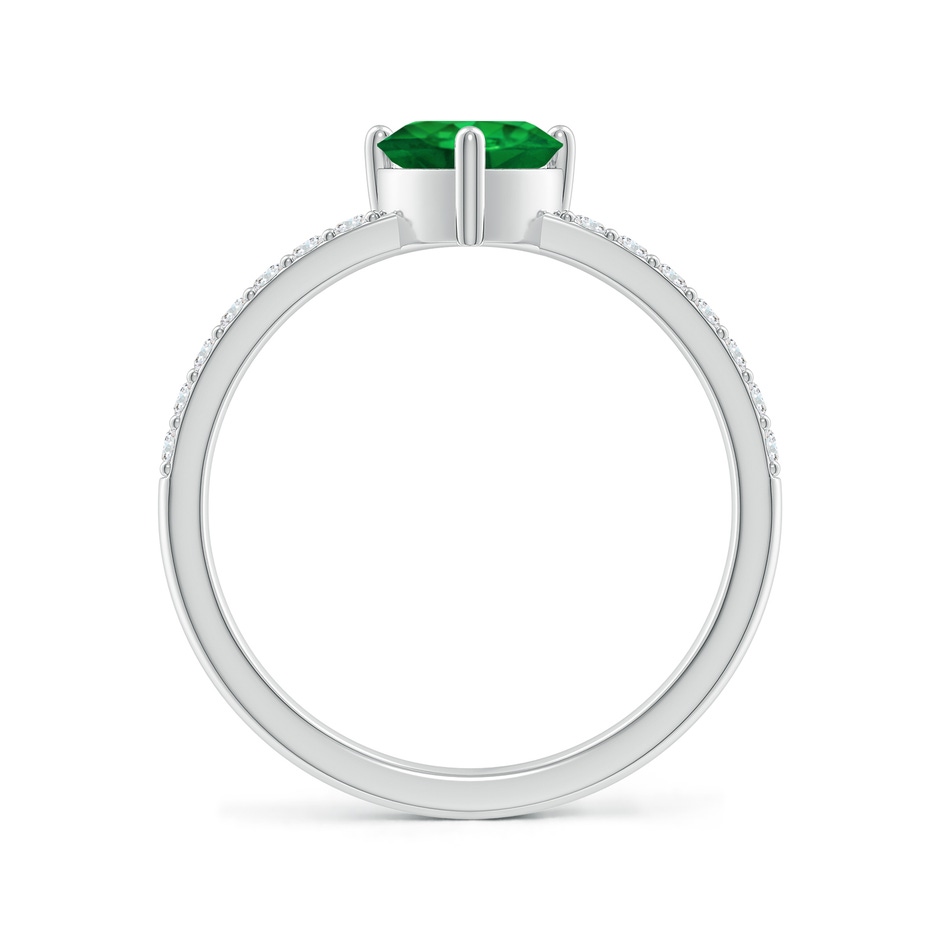 6mm AAA 3-Prong-Set Heart Emerald Ring With Diamond Accents in White Gold side-1