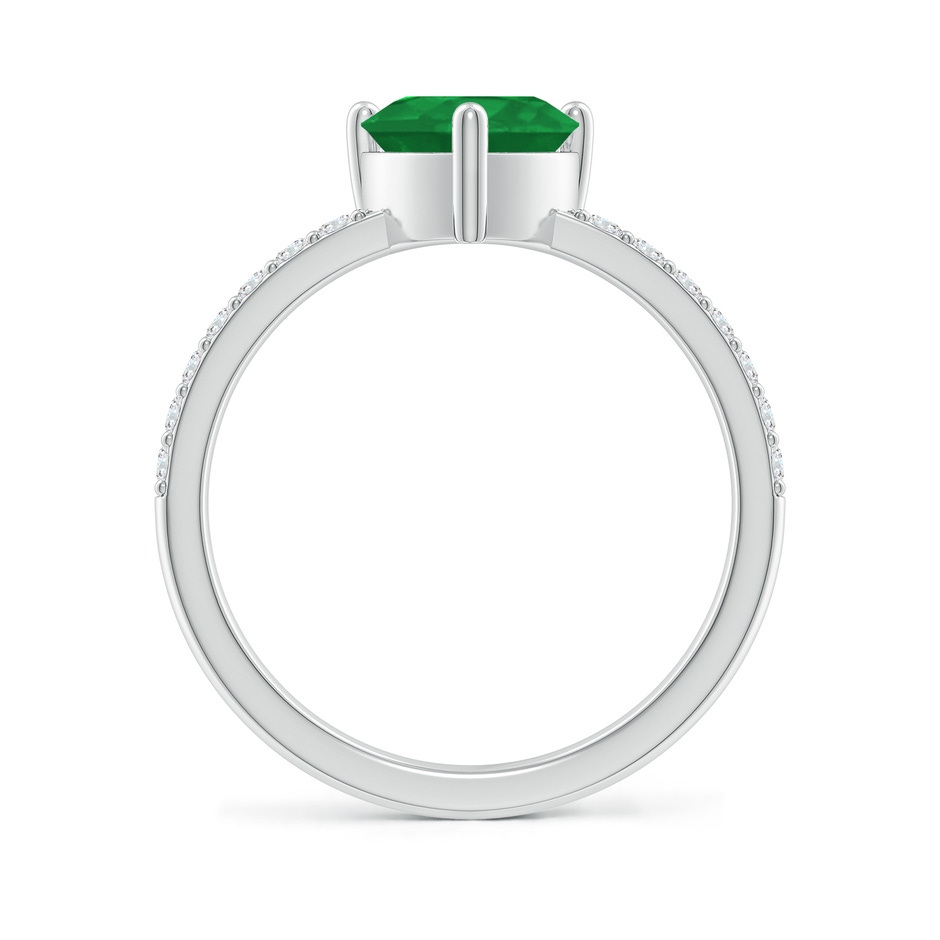 7mm A 3-Prong-Set Heart Emerald Ring With Diamond Accents in White Gold side-1