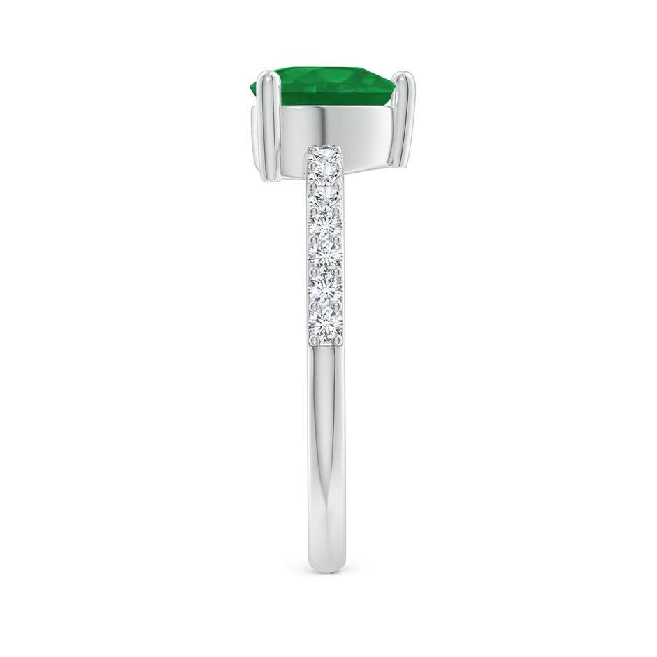 7mm A 3-Prong-Set Heart Emerald Ring With Diamond Accents in White Gold side-2