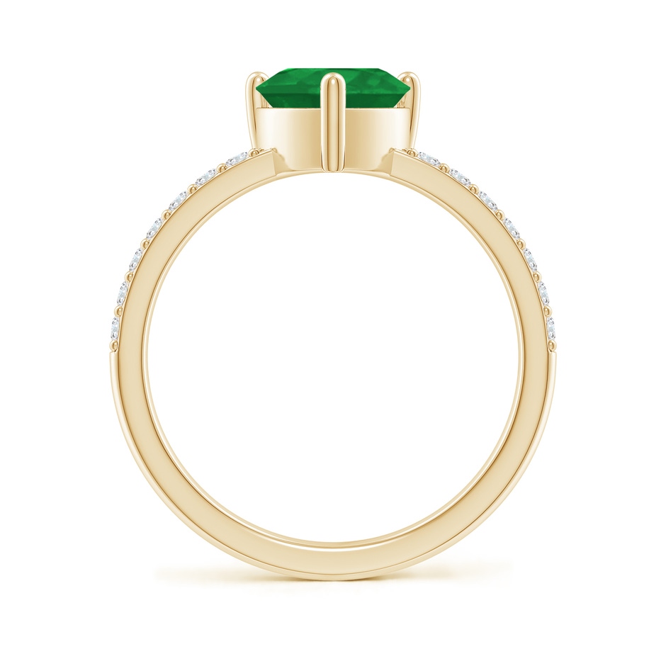 7mm A 3-Prong-Set Heart Emerald Ring With Diamond Accents in Yellow Gold side-1