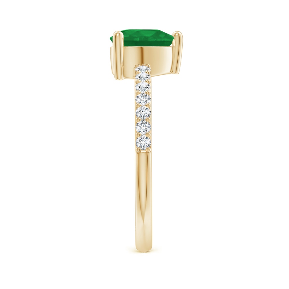 7mm A 3-Prong-Set Heart Emerald Ring With Diamond Accents in Yellow Gold side-2