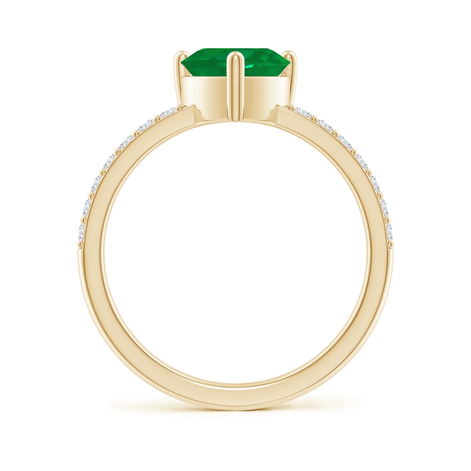 7mm AA 3-Prong-Set Heart Emerald Ring With Diamond Accents in Yellow Gold side-1