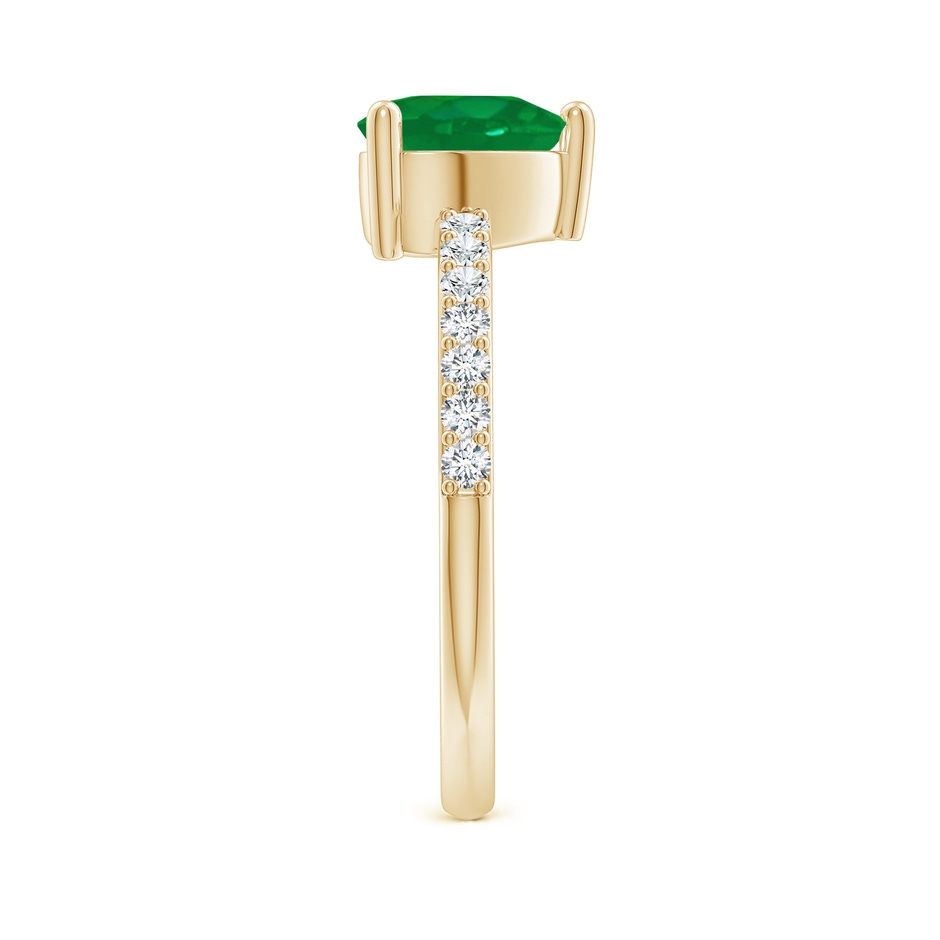 7mm AA 3-Prong-Set Heart Emerald Ring With Diamond Accents in Yellow Gold side-2
