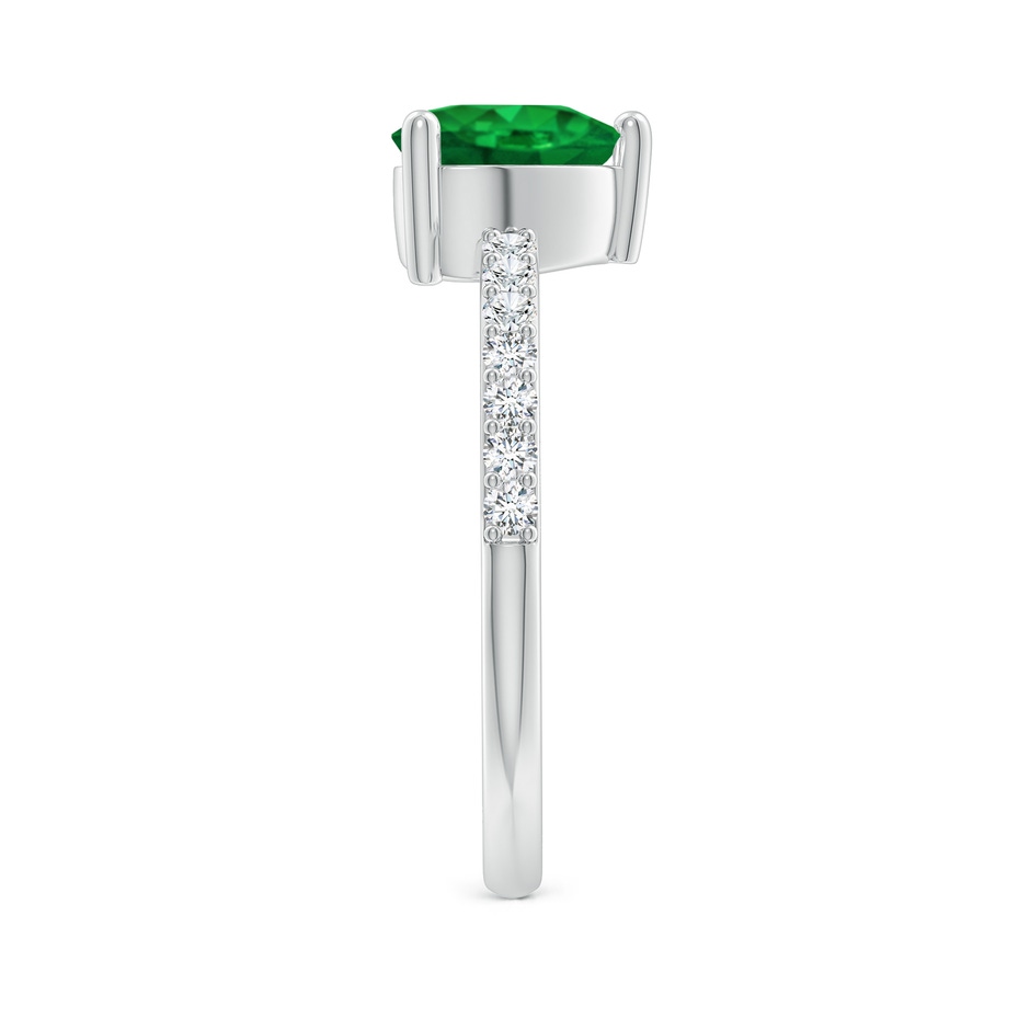 7mm AAA 3-Prong-Set Heart Emerald Ring With Diamond Accents in P950 Platinum side-2