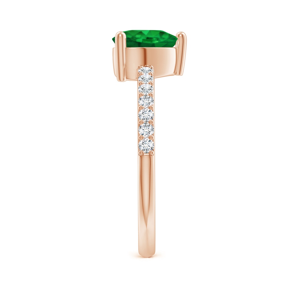 7mm AAA 3-Prong-Set Heart Emerald Ring With Diamond Accents in Rose Gold side-2
