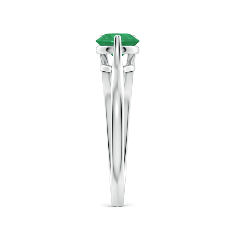 5mm A One Sided Split Shank Round Emerald Solitaire Ring in White Gold side 299