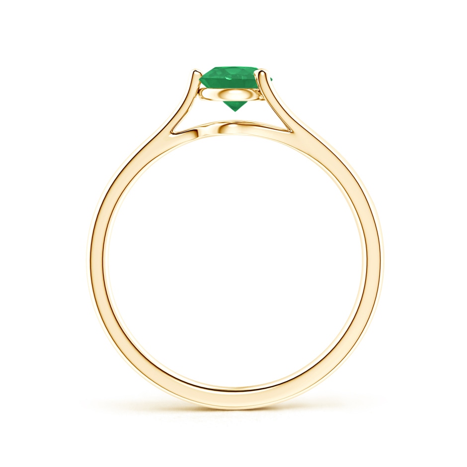 5mm A One Sided Split Shank Round Emerald Solitaire Ring in Yellow Gold side 199