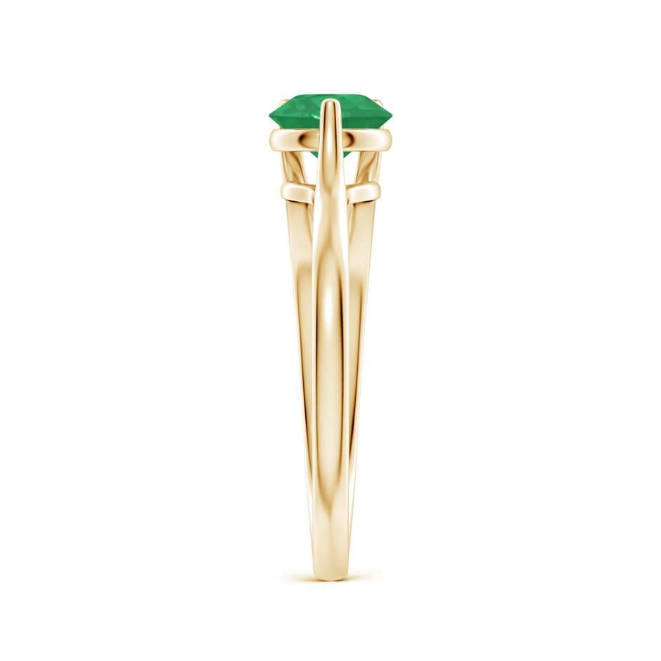 5mm A One Sided Split Shank Round Emerald Solitaire Ring in Yellow Gold side 299