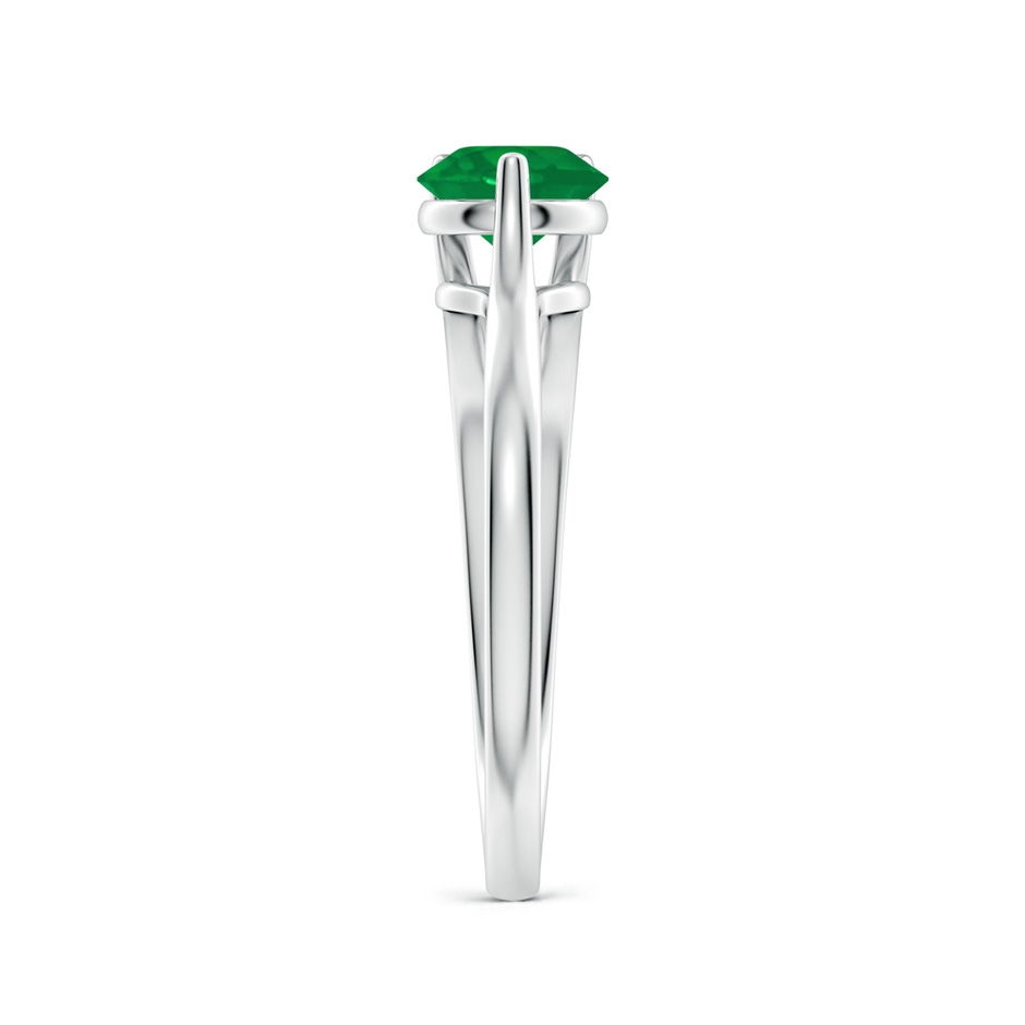 5mm AA One Sided Split Shank Round Emerald Solitaire Ring in White Gold side 299