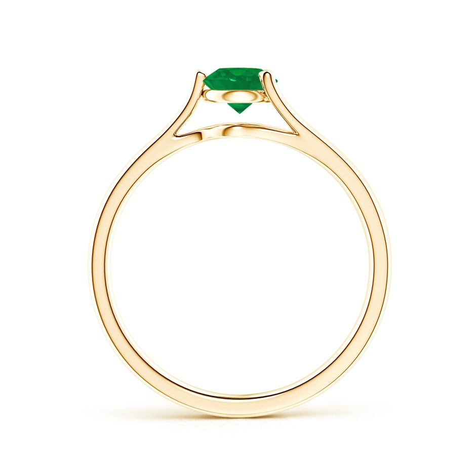 5mm AA One Sided Split Shank Round Emerald Solitaire Ring in Yellow Gold side 199