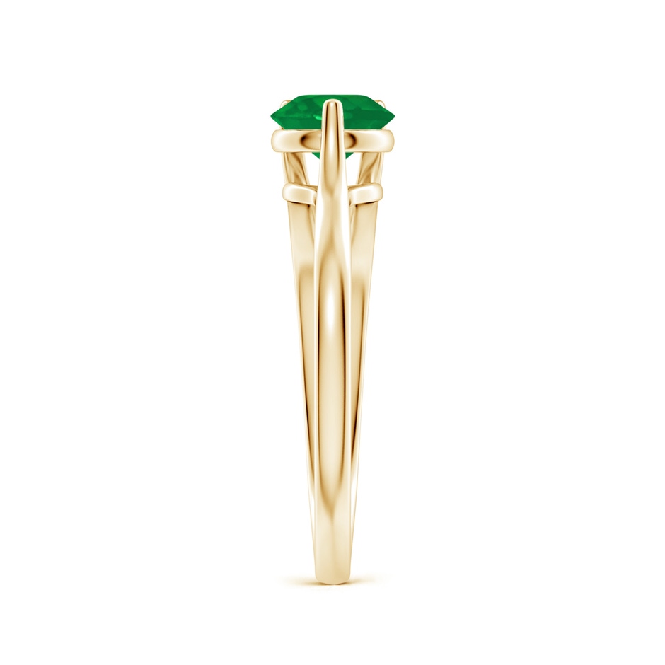 5mm AA One Sided Split Shank Round Emerald Solitaire Ring in Yellow Gold side 299