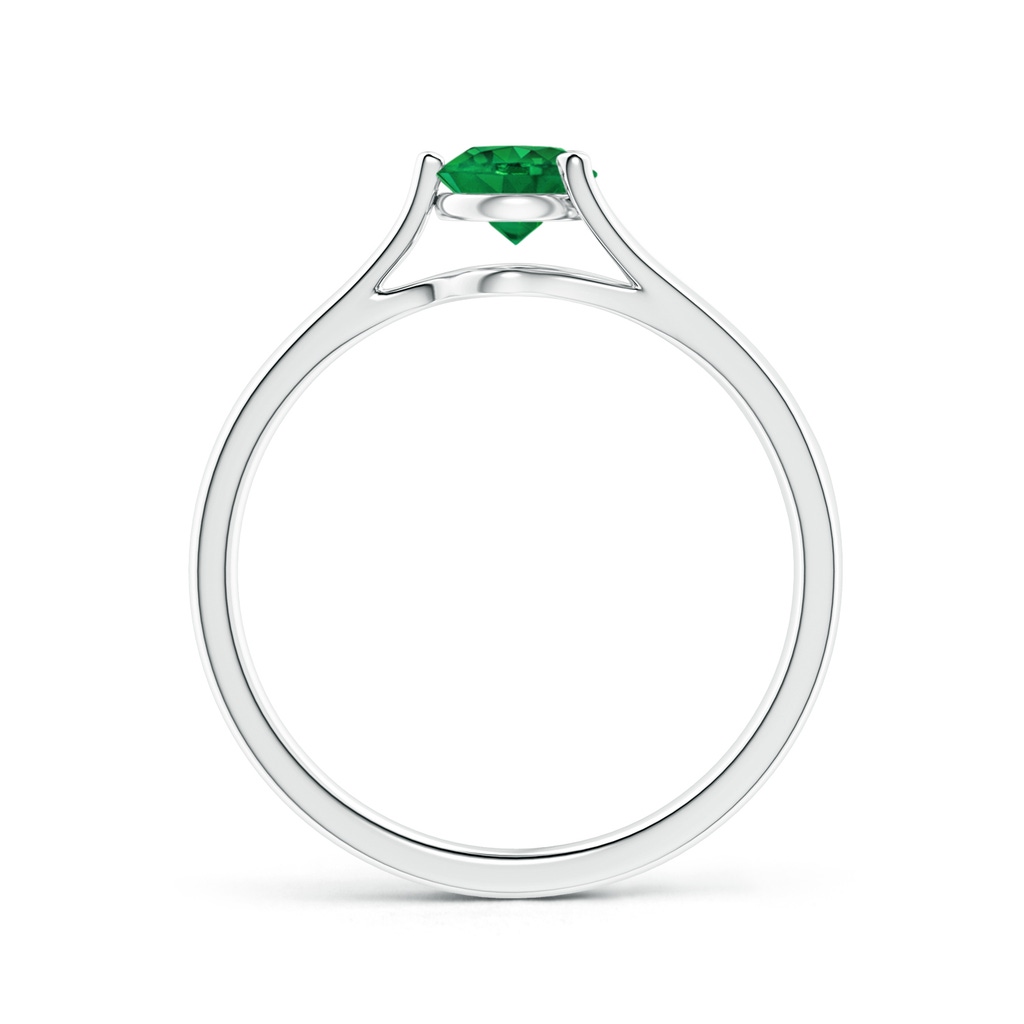 5mm AAA One Sided Split Shank Round Emerald Solitaire Ring in P950 Platinum Side 199