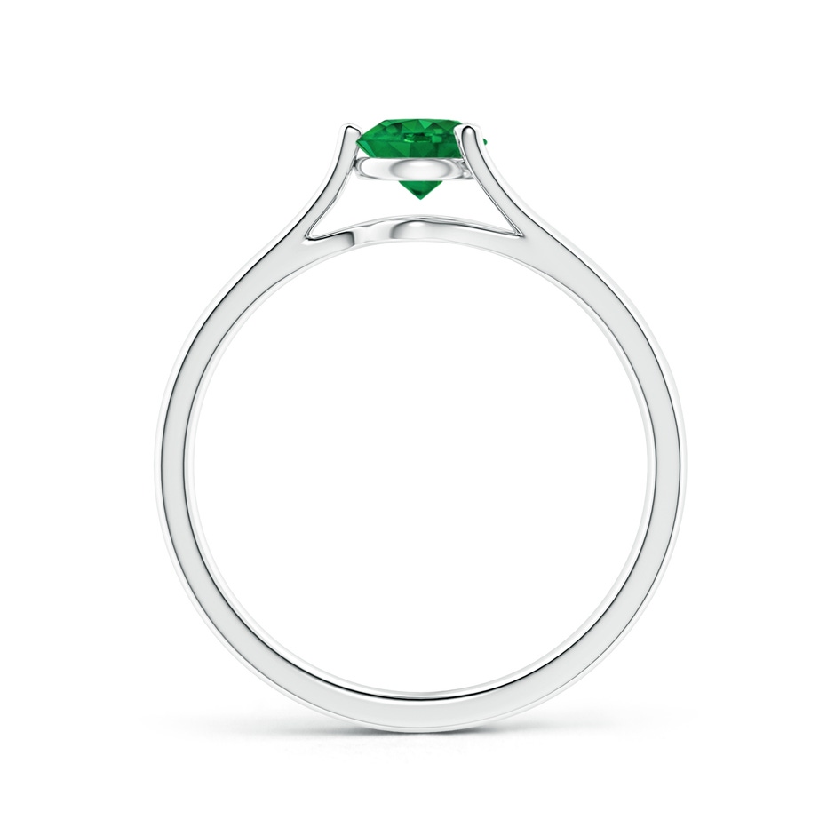 5mm AAA One Sided Split Shank Round Emerald Solitaire Ring in P950 Platinum side 199