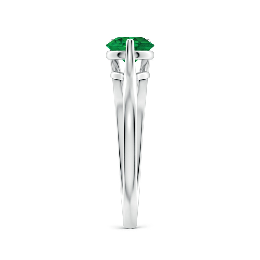 5mm AAA One Sided Split Shank Round Emerald Solitaire Ring in P950 Platinum Side 299