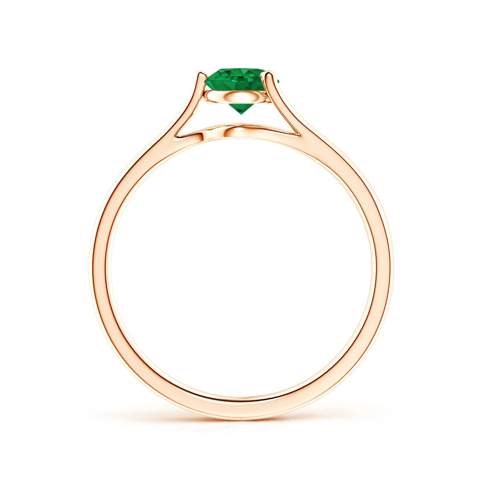 5mm AAA One Sided Split Shank Round Emerald Solitaire Ring in Rose Gold side 199