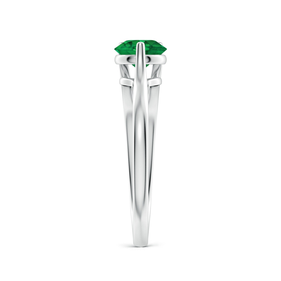 5mm AAA One Sided Split Shank Round Emerald Solitaire Ring in White Gold side 299