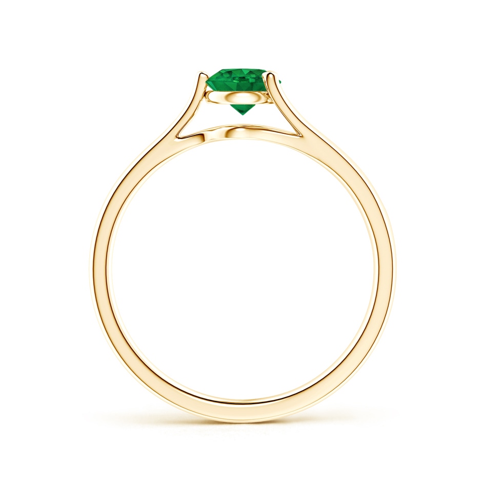 5mm AAA One Sided Split Shank Round Emerald Solitaire Ring in Yellow Gold side 199