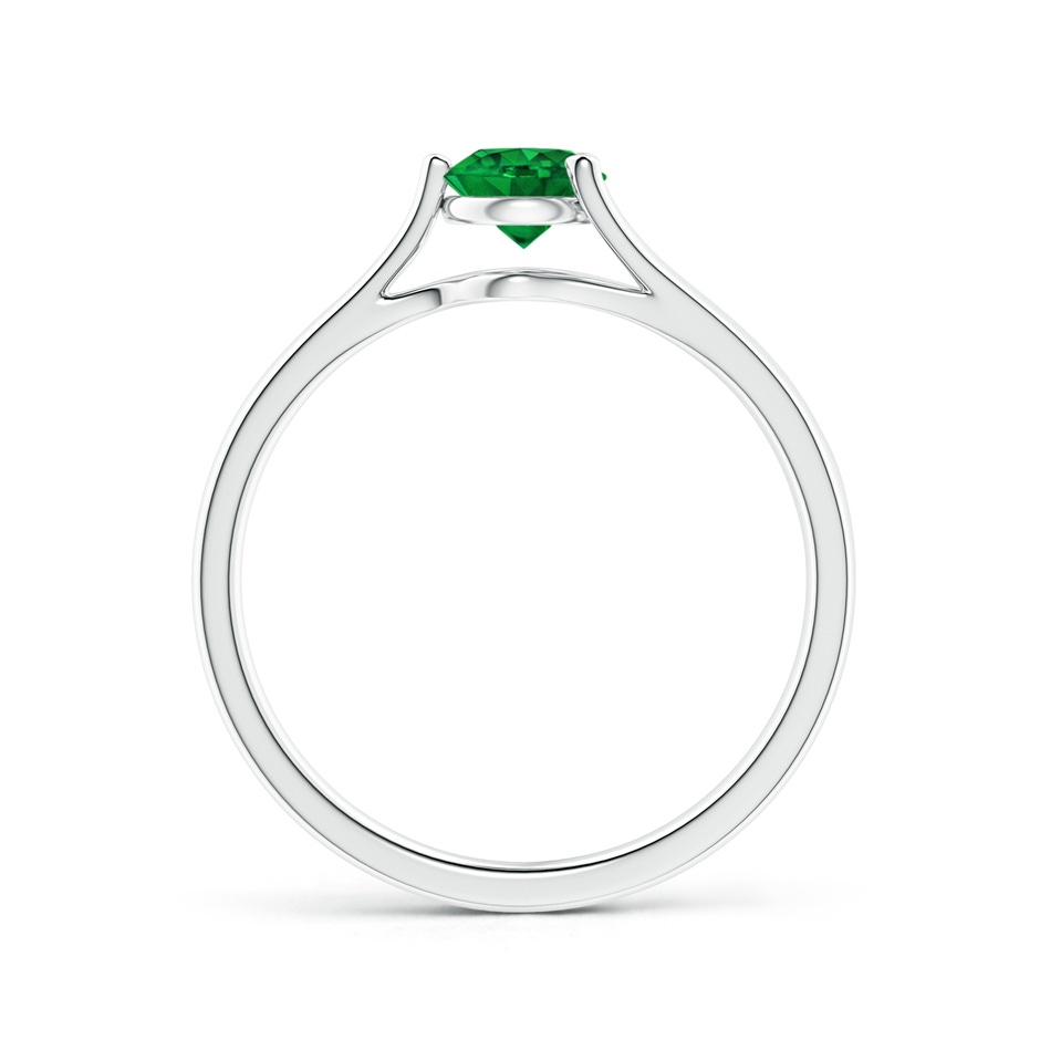 5mm AAAA One Sided Split Shank Round Emerald Solitaire Ring in White Gold side 199