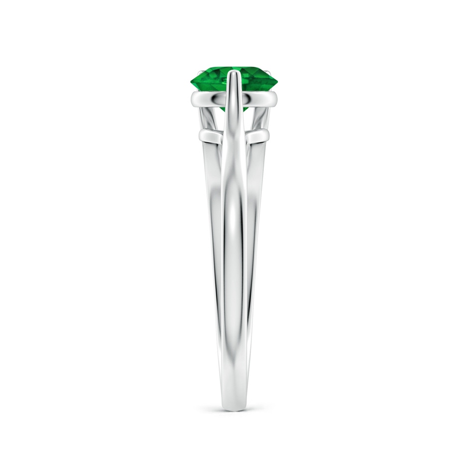 5mm AAAA One Sided Split Shank Round Emerald Solitaire Ring in White Gold side 299