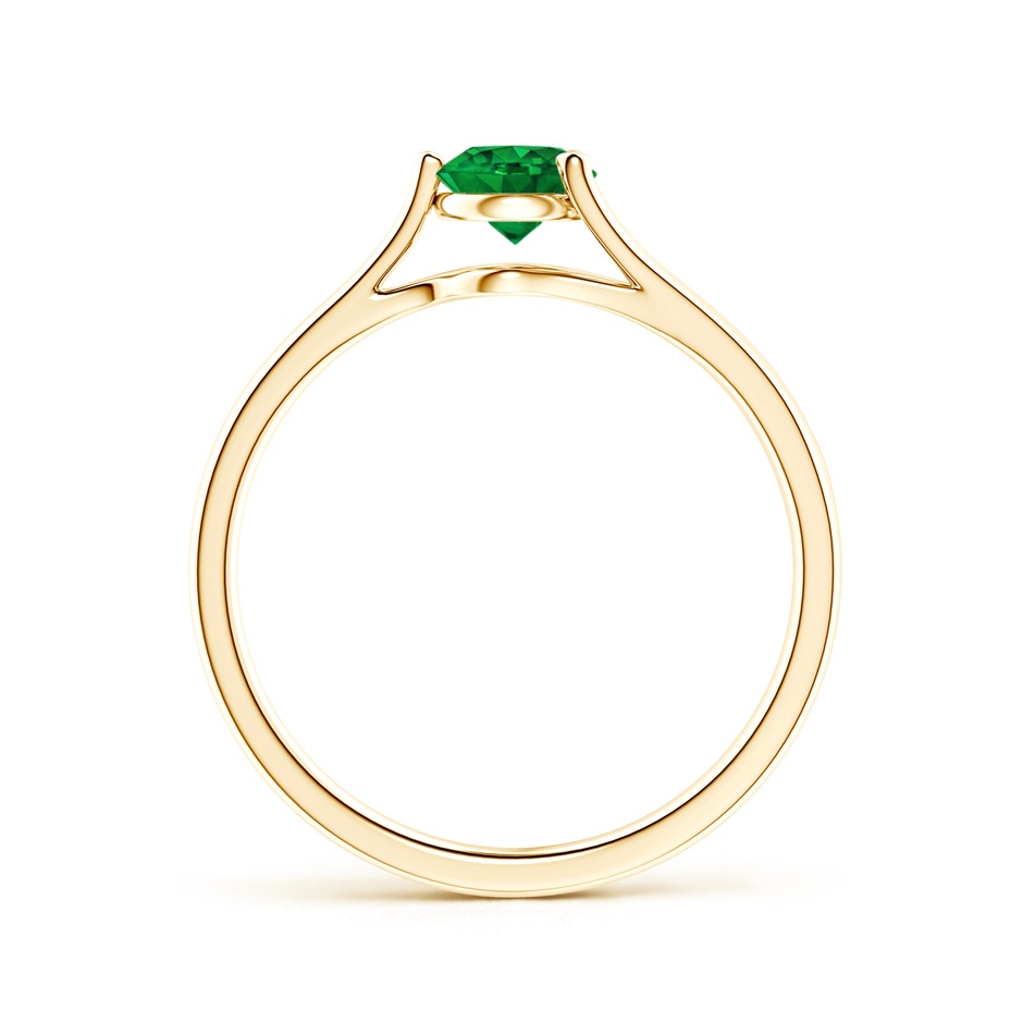 5mm AAAA One Sided Split Shank Round Emerald Solitaire Ring in Yellow Gold side 199