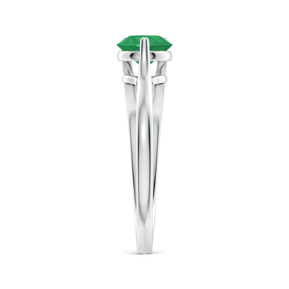 6mm A One Sided Split Shank Round Emerald Solitaire Ring in P950 Platinum side 299