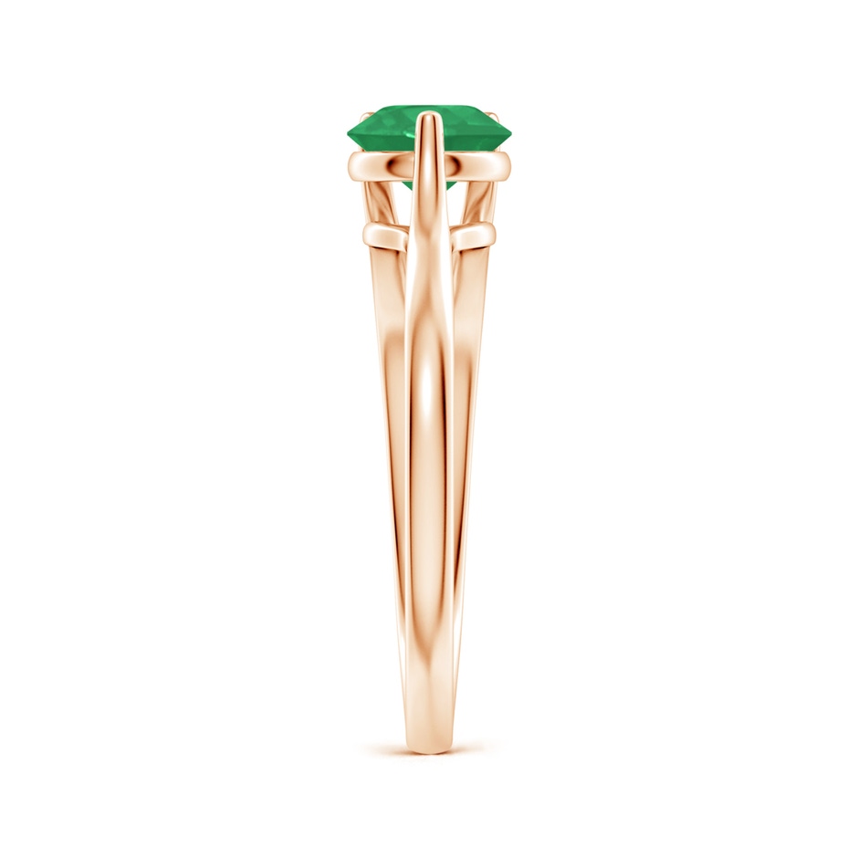 6mm A One Sided Split Shank Round Emerald Solitaire Ring in Rose Gold side 299