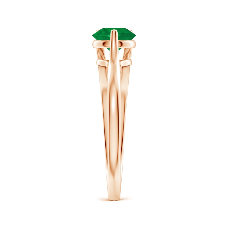 6mm AA One Sided Split Shank Round Emerald Solitaire Ring in Rose Gold side 299