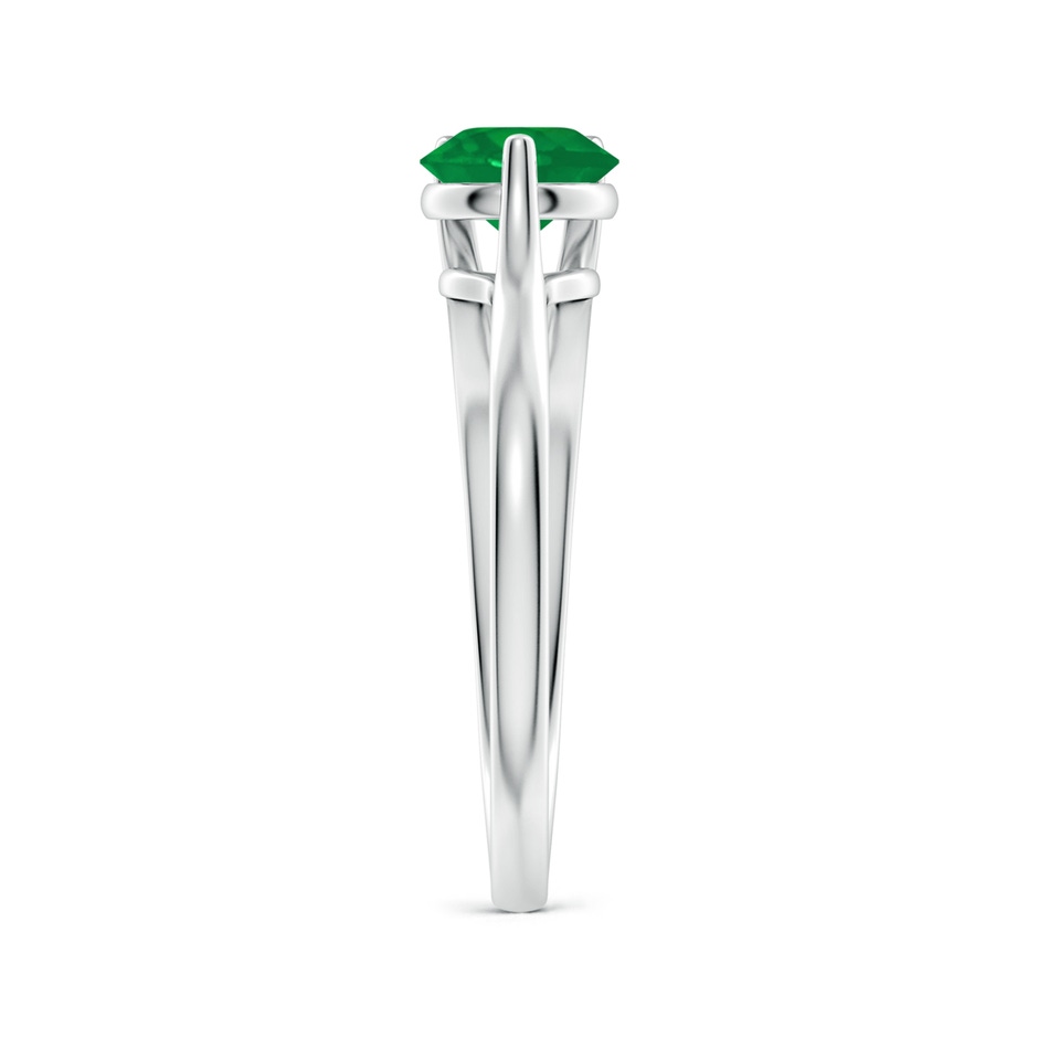 6mm AA One Sided Split Shank Round Emerald Solitaire Ring in White Gold side 299
