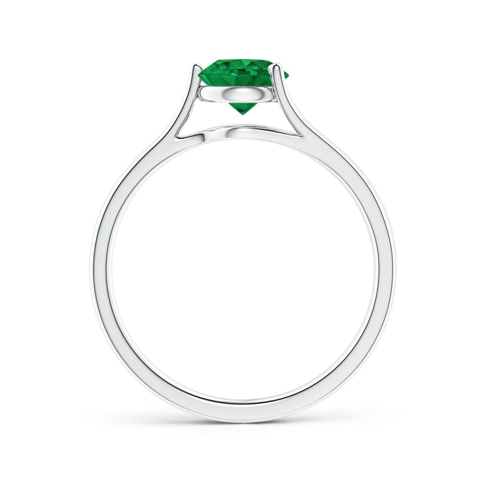 6mm AAA One Sided Split Shank Round Emerald Solitaire Ring in 18K White Gold side 199