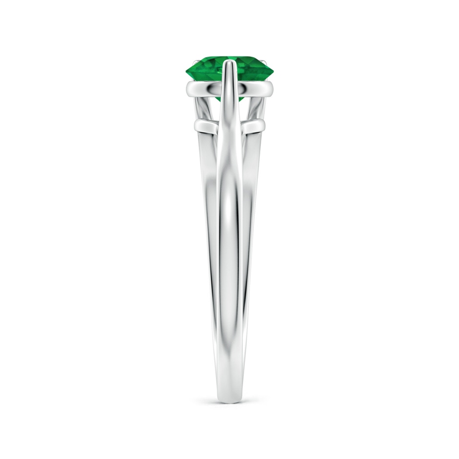 6mm AAA One Sided Split Shank Round Emerald Solitaire Ring in 18K White Gold side 299