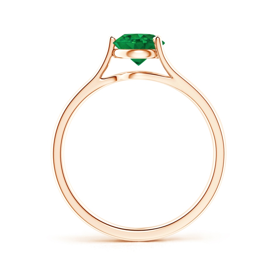 6mm AAA One Sided Split Shank Round Emerald Solitaire Ring in Rose Gold side 199