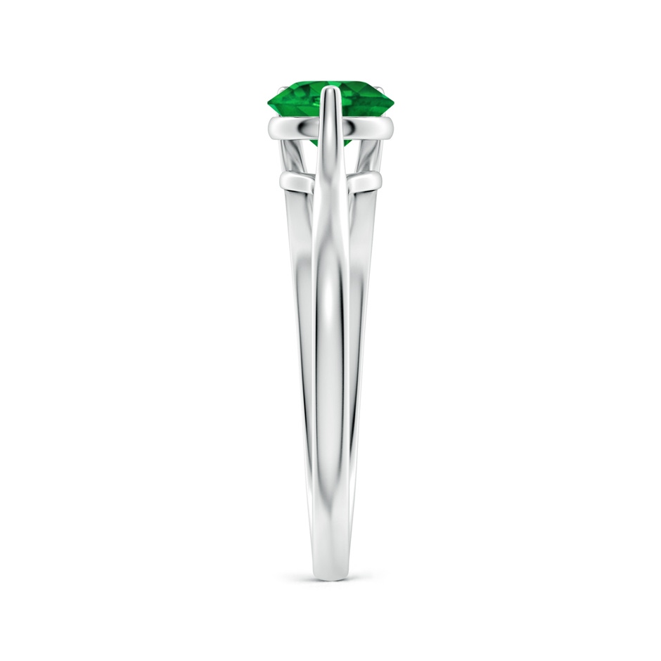6mm AAAA One Sided Split Shank Round Emerald Solitaire Ring in P950 Platinum side 299
