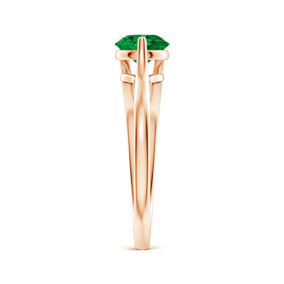 6mm AAAA One Sided Split Shank Round Emerald Solitaire Ring in Rose Gold side 299