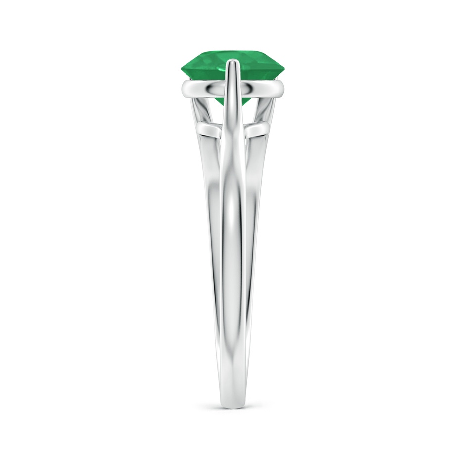 7mm A One Sided Split Shank Round Emerald Solitaire Ring in P950 Platinum side 299