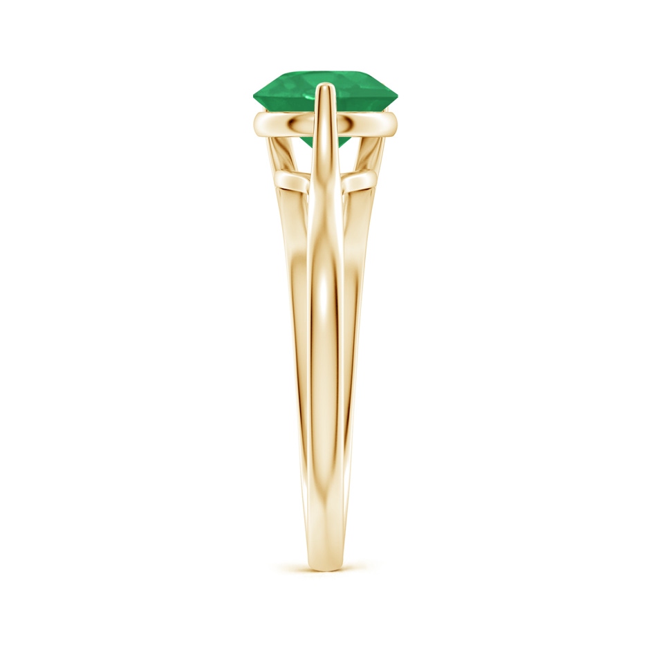 7mm A One Sided Split Shank Round Emerald Solitaire Ring in Yellow Gold side 299