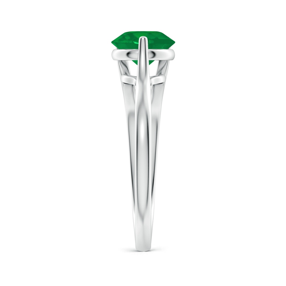 7mm AA One Sided Split Shank Round Emerald Solitaire Ring in P950 Platinum side 299
