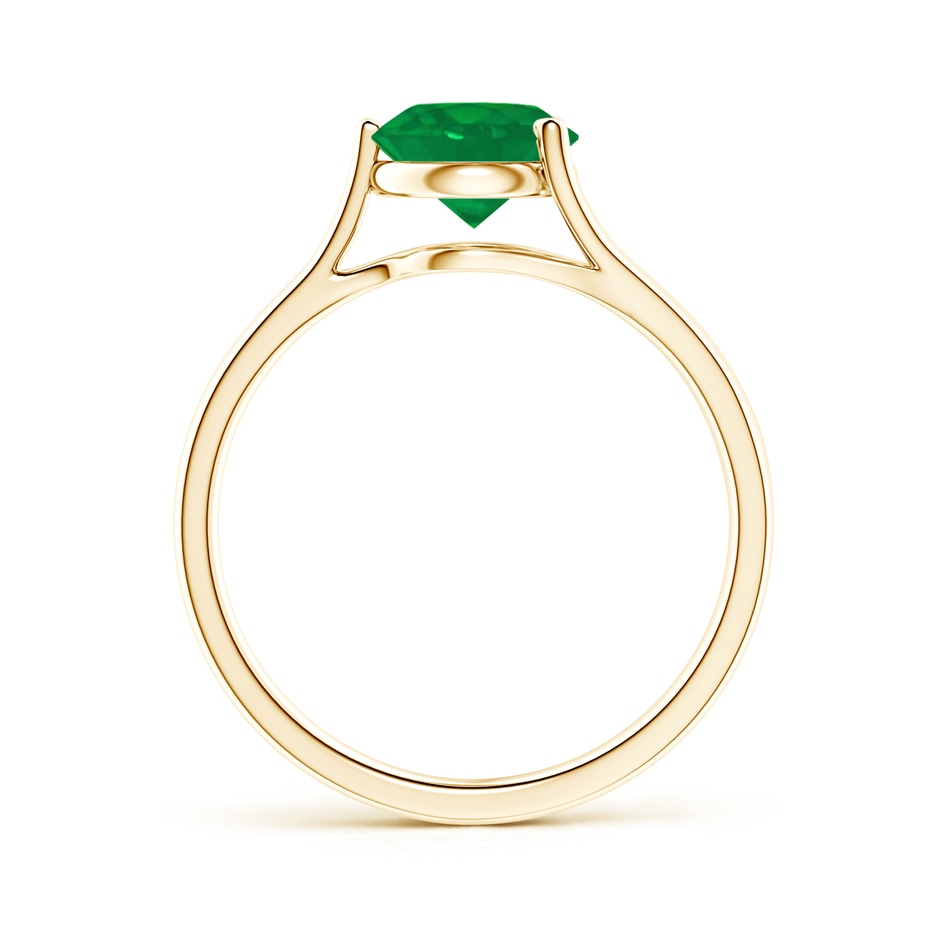 7mm AA One Sided Split Shank Round Emerald Solitaire Ring in Yellow Gold side 199