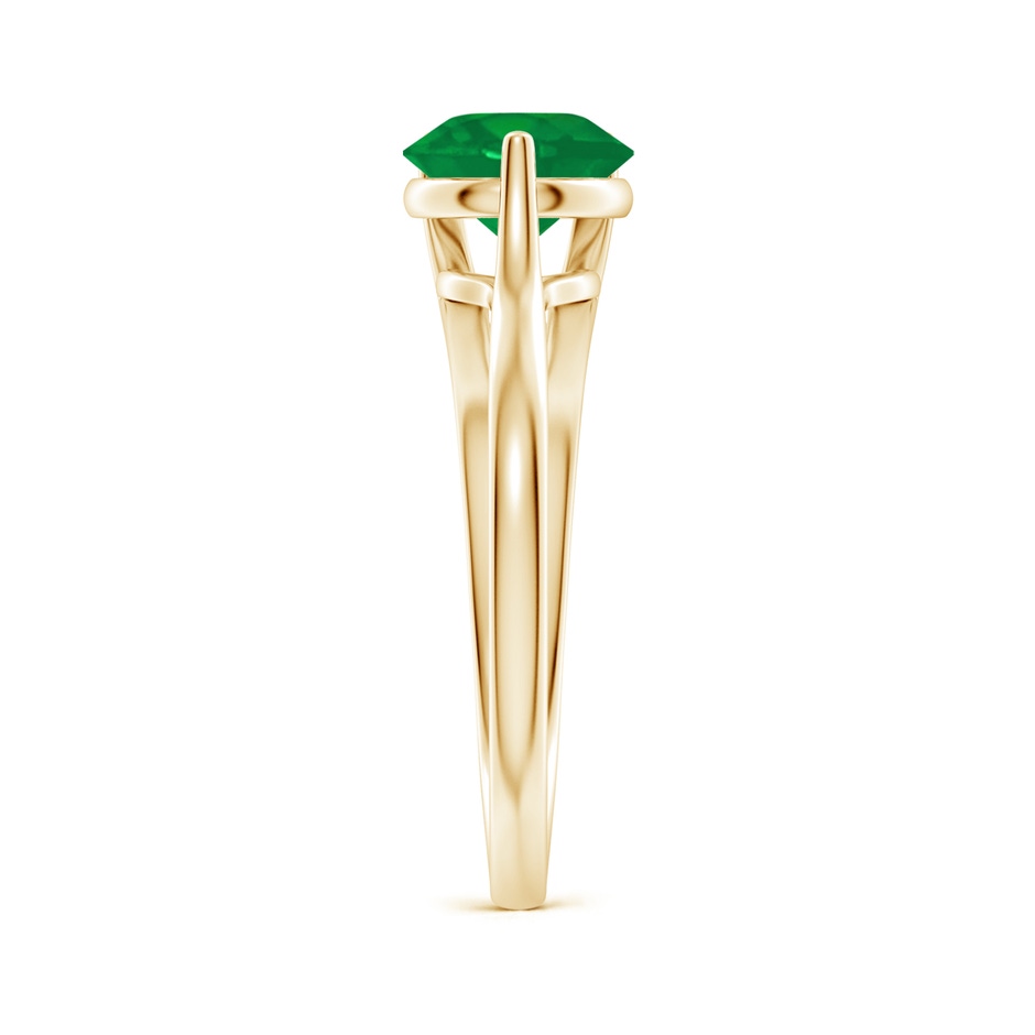 7mm AA One Sided Split Shank Round Emerald Solitaire Ring in Yellow Gold side 299