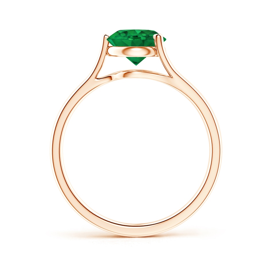 7mm AAA One Sided Split Shank Round Emerald Solitaire Ring in 18K Rose Gold side 199