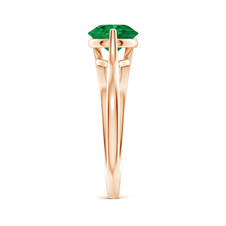 7mm AAA One Sided Split Shank Round Emerald Solitaire Ring in 18K Rose Gold side 299
