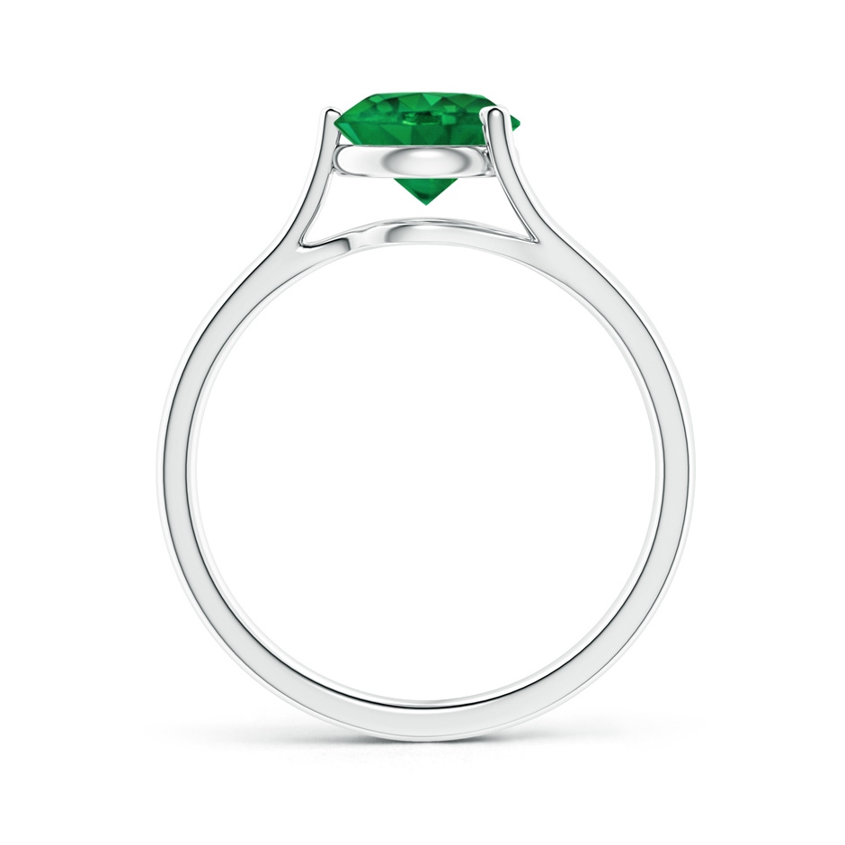 7mm AAA One Sided Split Shank Round Emerald Solitaire Ring in 18K White Gold side 199