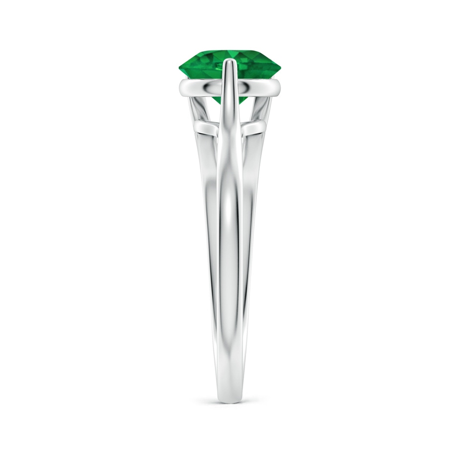 7mm AAA One Sided Split Shank Round Emerald Solitaire Ring in 18K White Gold side 299