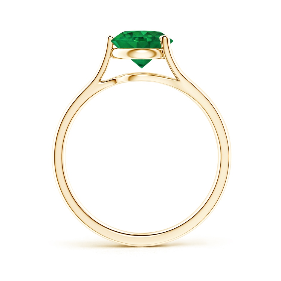 7mm AAA One Sided Split Shank Round Emerald Solitaire Ring in 18K Yellow Gold side 199