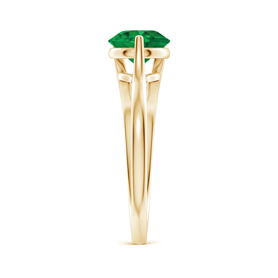 7mm AAA One Sided Split Shank Round Emerald Solitaire Ring in 18K Yellow Gold side 299