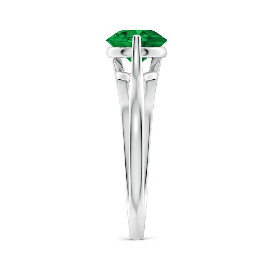 7mm AAAA One Sided Split Shank Round Emerald Solitaire Ring in White Gold side 299
