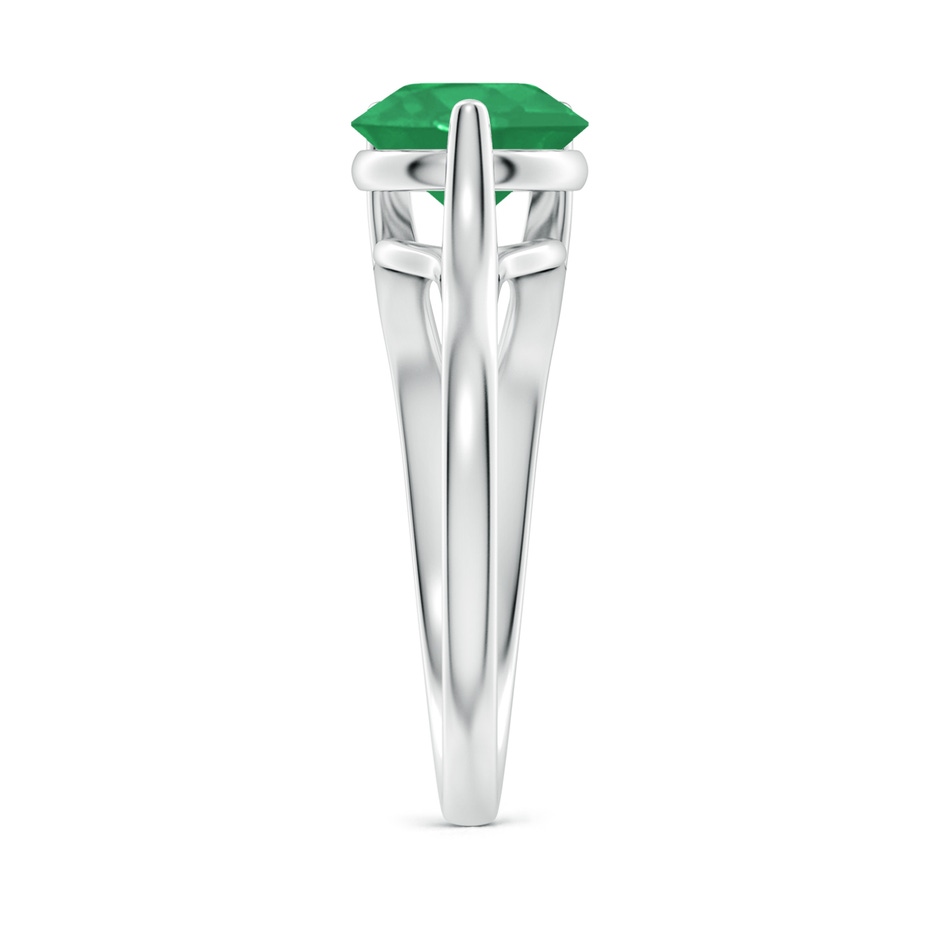 8mm A One Sided Split Shank Round Emerald Solitaire Ring in P950 Platinum side 299