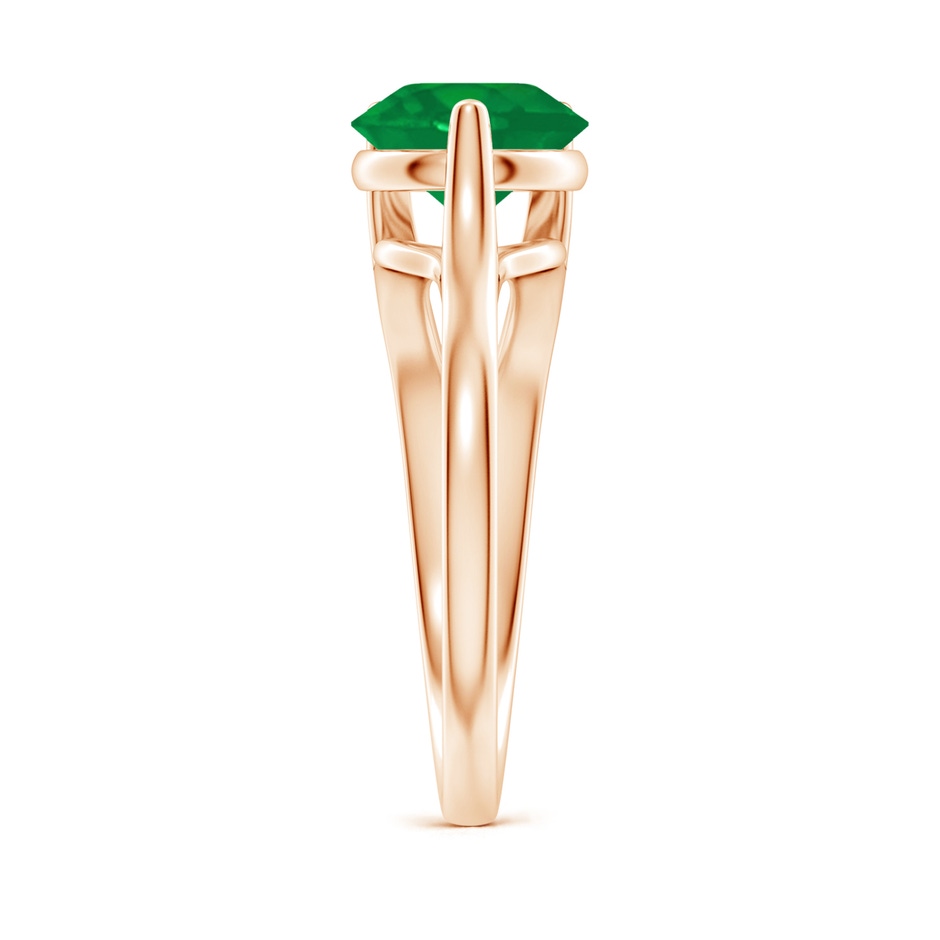 8mm AA One Sided Split Shank Round Emerald Solitaire Ring in Rose Gold side 299
